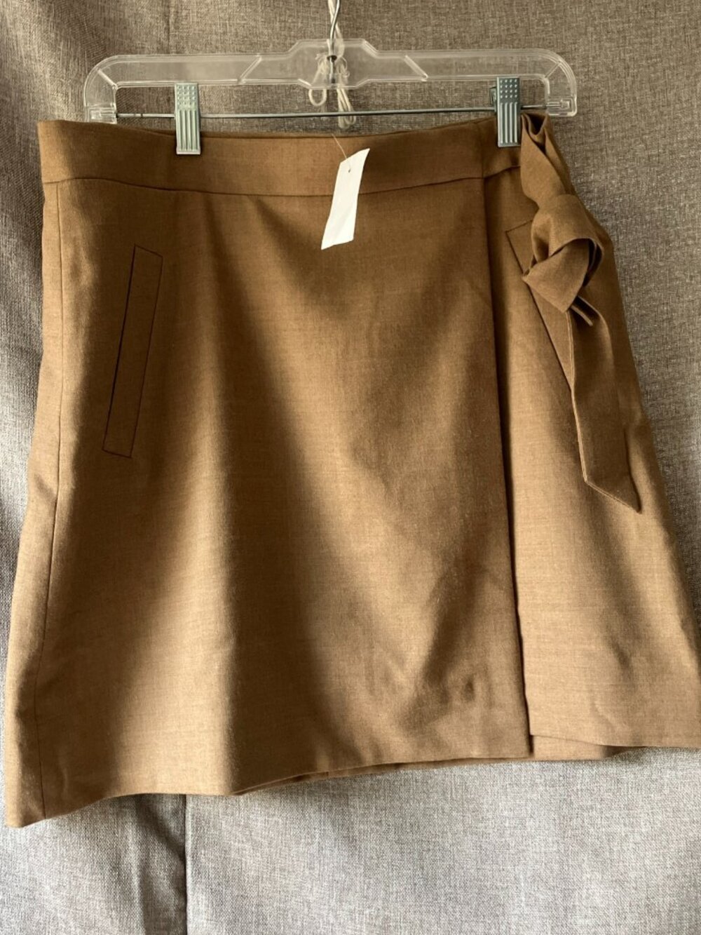 NWT J CREW Wrap Skirt Women's Walnut Double-Serge Wool Blend Flannel Sz 6